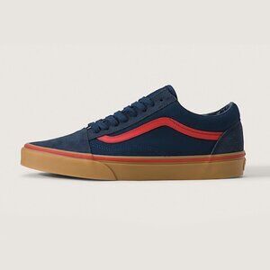 Vans Old Skool Gum Shoe Navy Blue Red New With Box